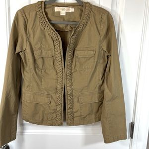 J. Crew Chino Classic Twill Jacket all cotton dark khaki hook closure Size 10